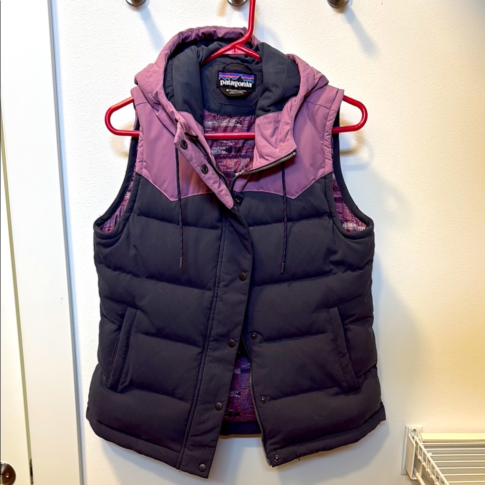 Patagonia Grey and Purple Hooded Vest
